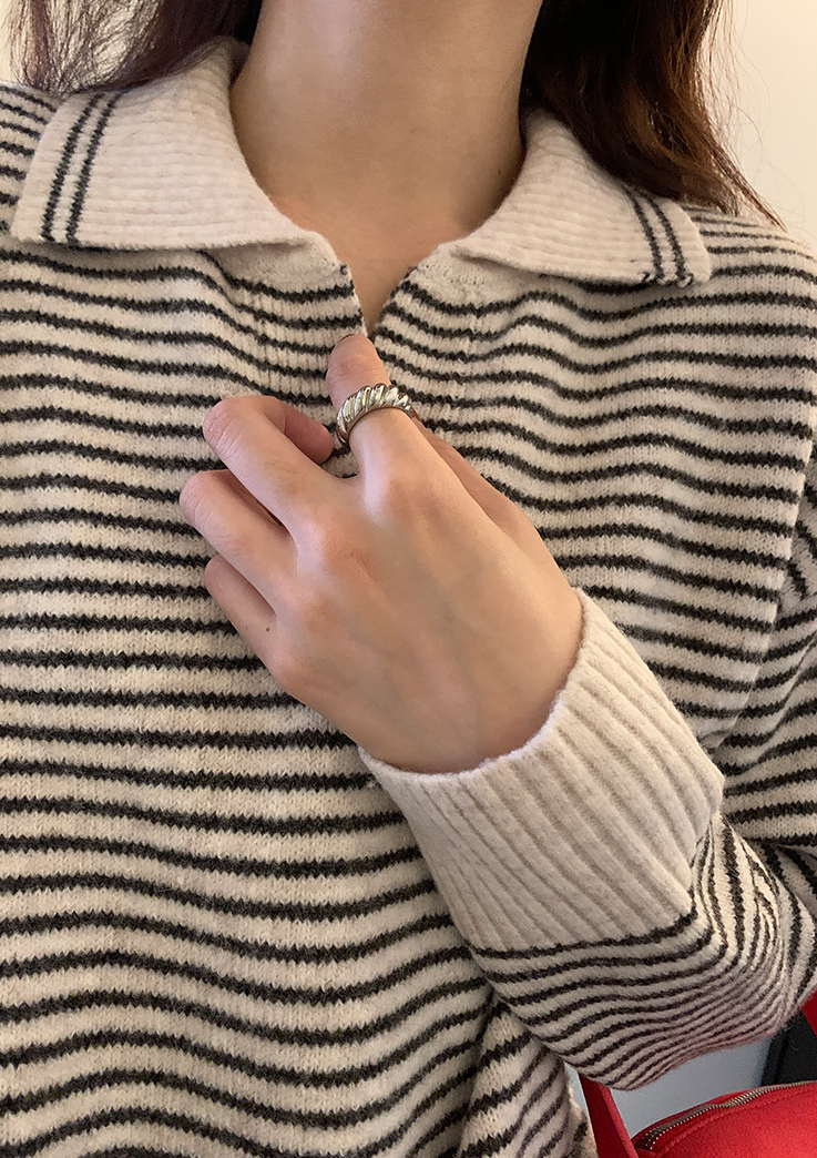 ボーダーカラーニットプルオーバー