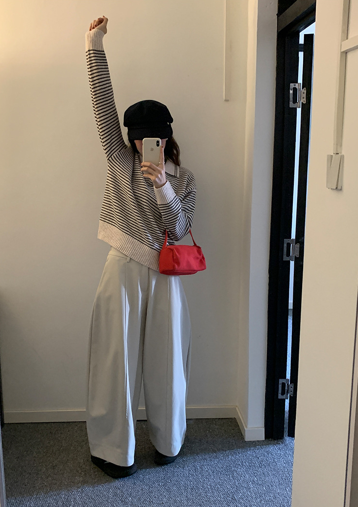 ボーダーカラーニットプルオーバー