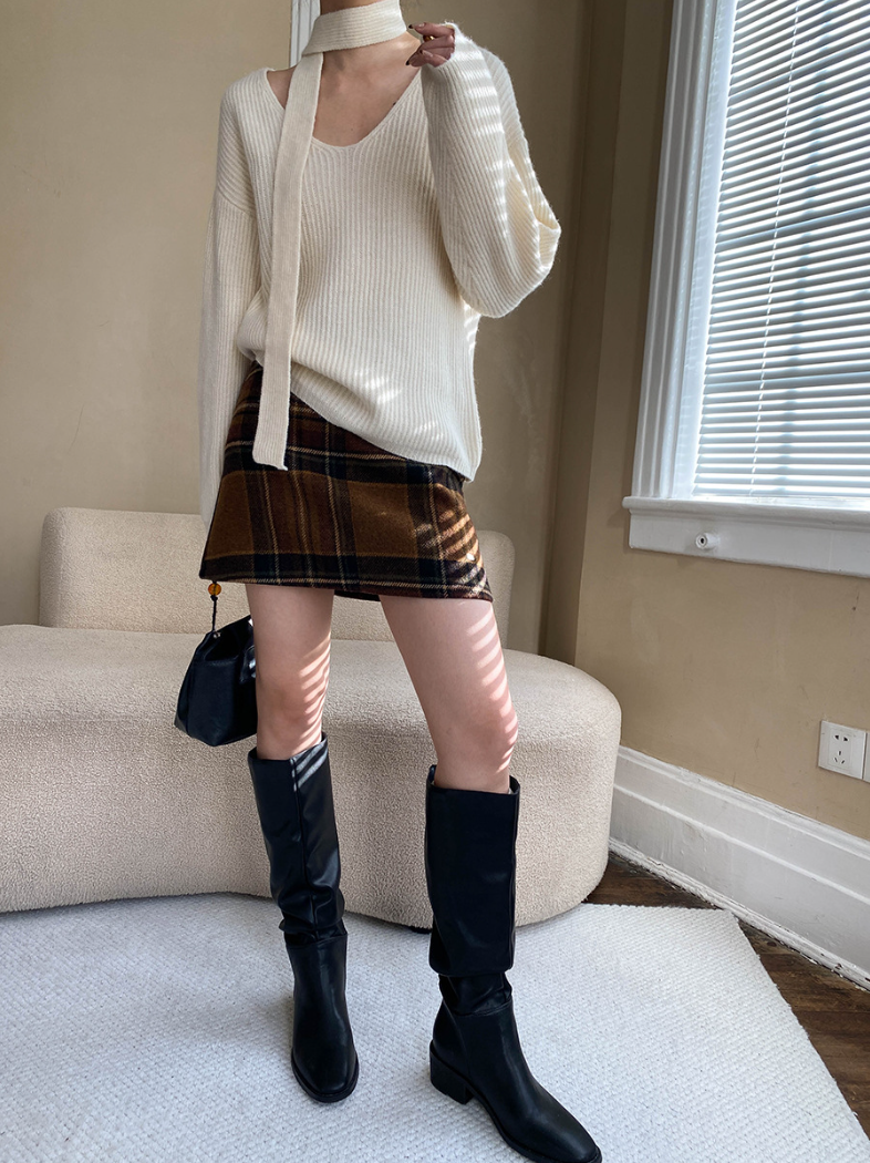 チェックツイードミニスカート