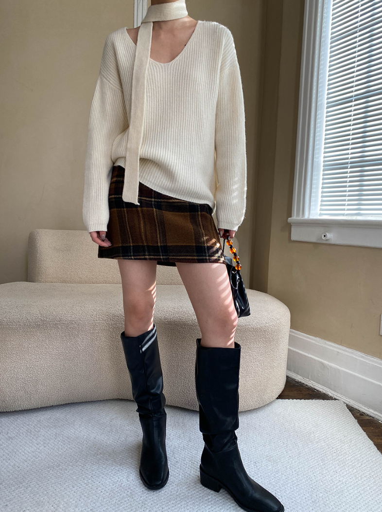 チェックツイードミニスカート