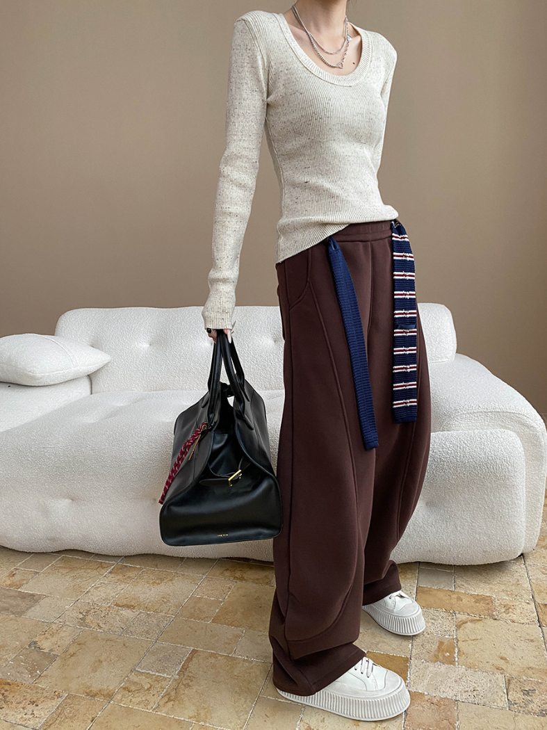 【即納】ネップリブタイトニットトップス