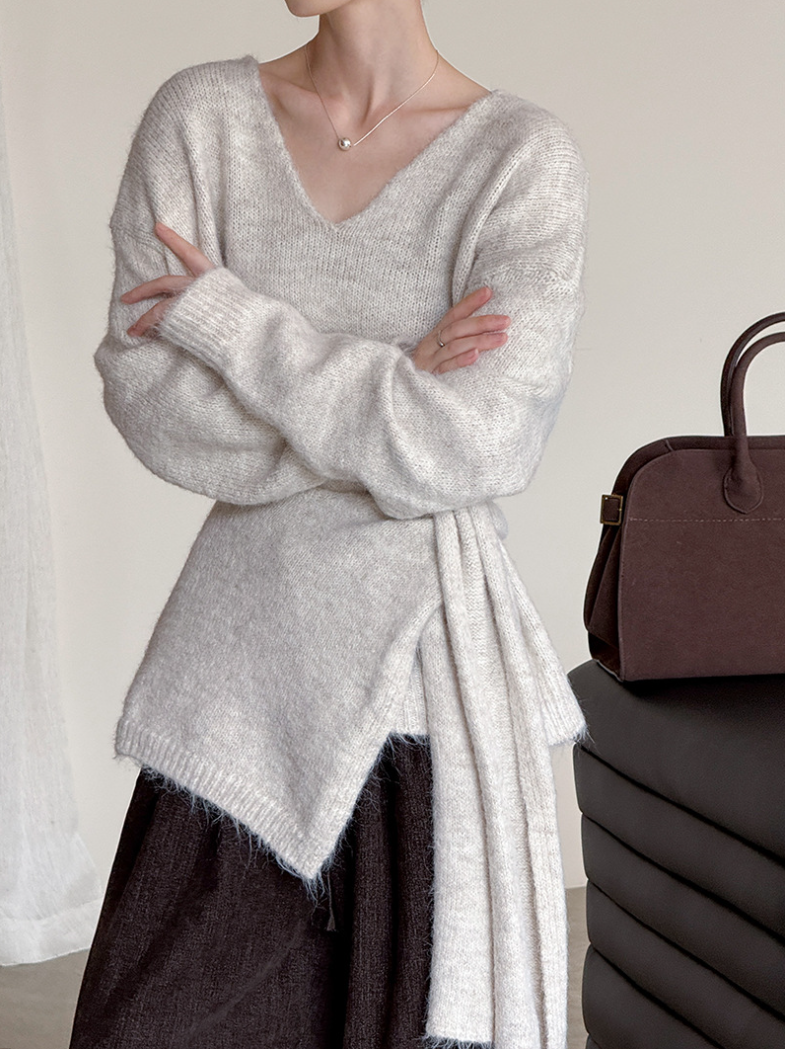 【11/7(金)PM12:00~販売START】ニットショール付きVネックプルオーバー