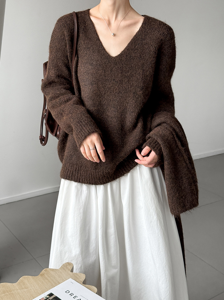 【11/7(金)PM12:00~販売START】ニットショール付きVネックプルオーバー