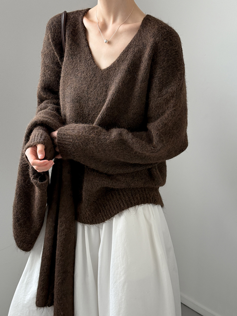 【11/7(金)PM12:00~販売START】ニットショール付きVネックプルオーバー