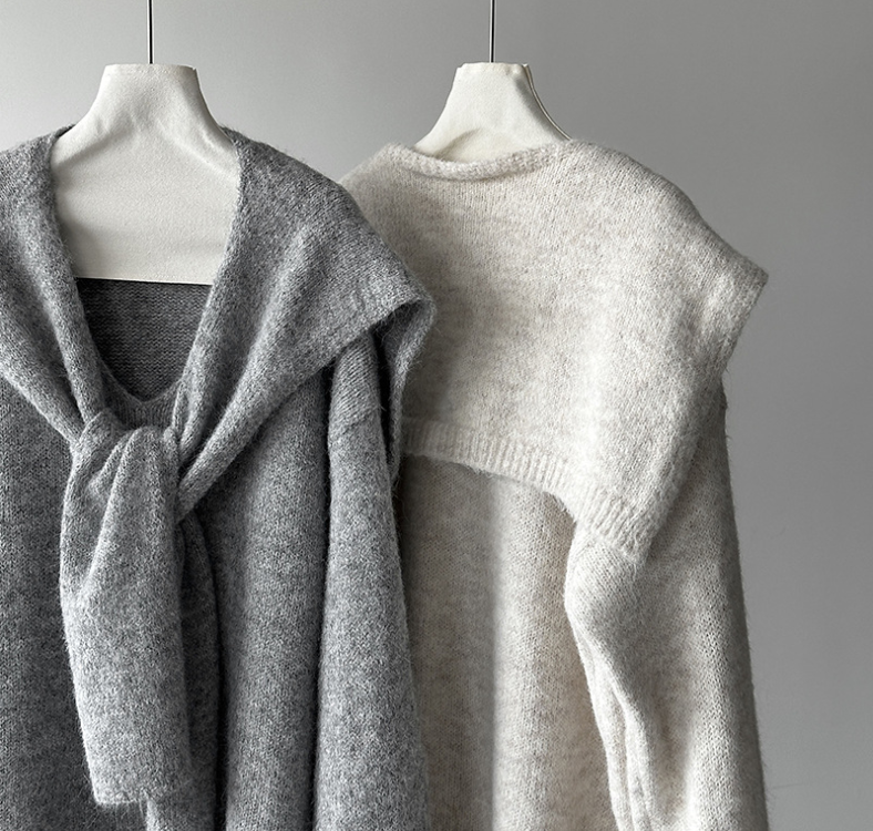 【11/7(金)PM12:00~販売START】ニットショール付きVネックプルオーバー