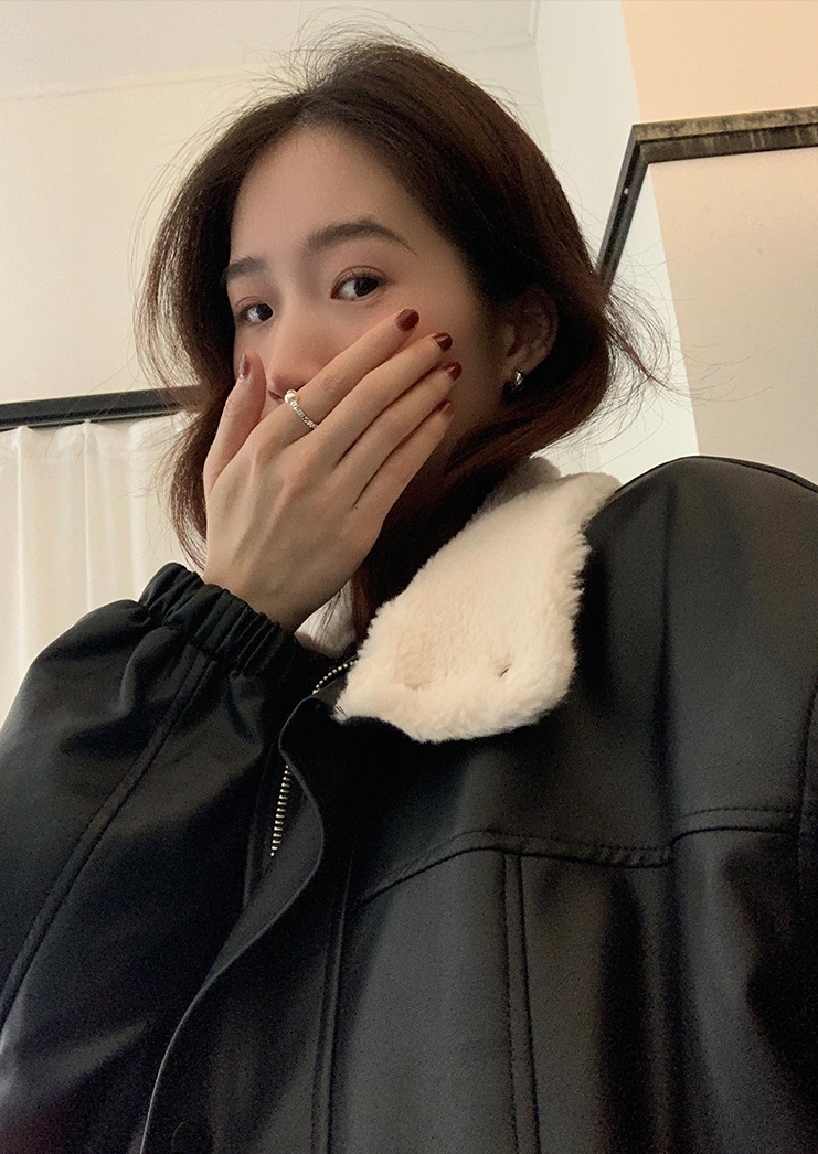 【11/7(金)PM12:00~販売START】ボアカラーフェイクレザーブルゾン