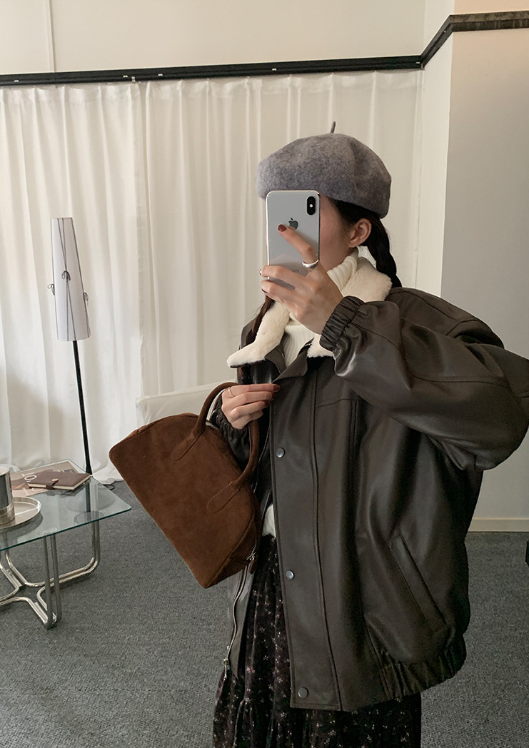 【11/7(金)PM12:00~販売START】ボアカラーフェイクレザーブルゾン