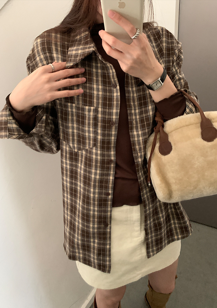 【11/7(金)PM12:00~販売START】ブラウンチェックオーバーシャツ