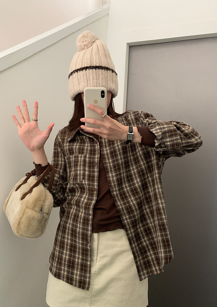 【11/7(金)PM12:00~販売START】ブラウンチェックオーバーシャツ