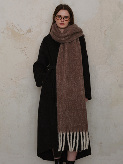 フリンジウールミックスロングマフラー