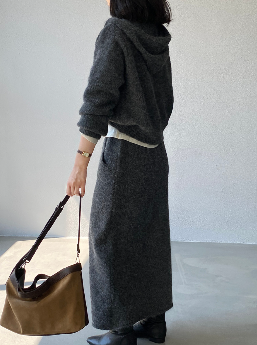 モヘアライクフーディーニットセットアップ