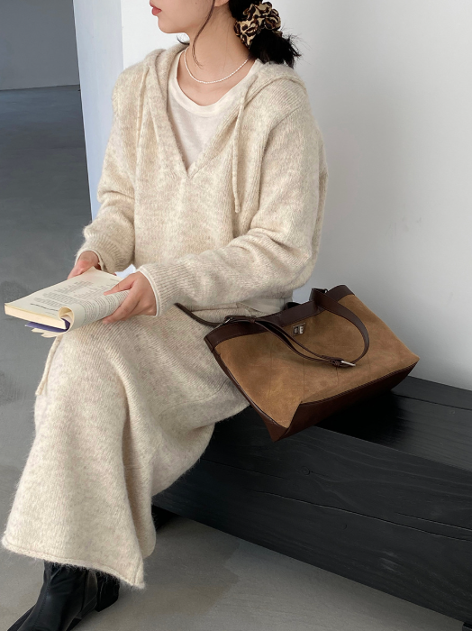 モヘアライクフーディーニットセットアップ