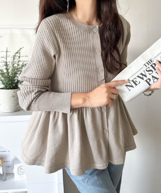 ペプラムリブカーディガン