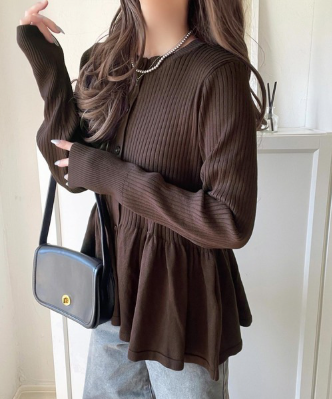 ペプラムリブカーディガン