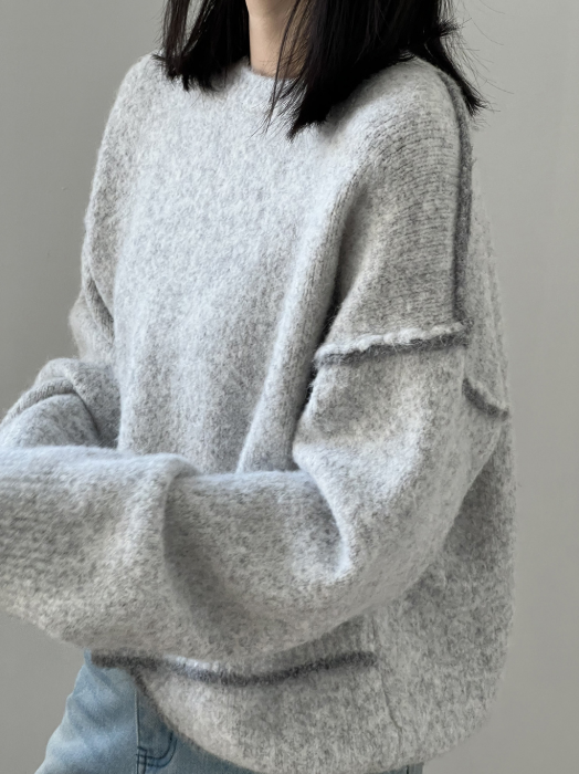 配色ステッチニットプルオーバー