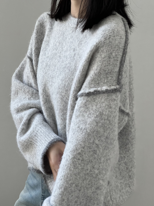 配色ステッチニットプルオーバー