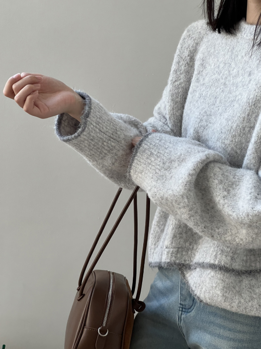 配色ステッチニットプルオーバー