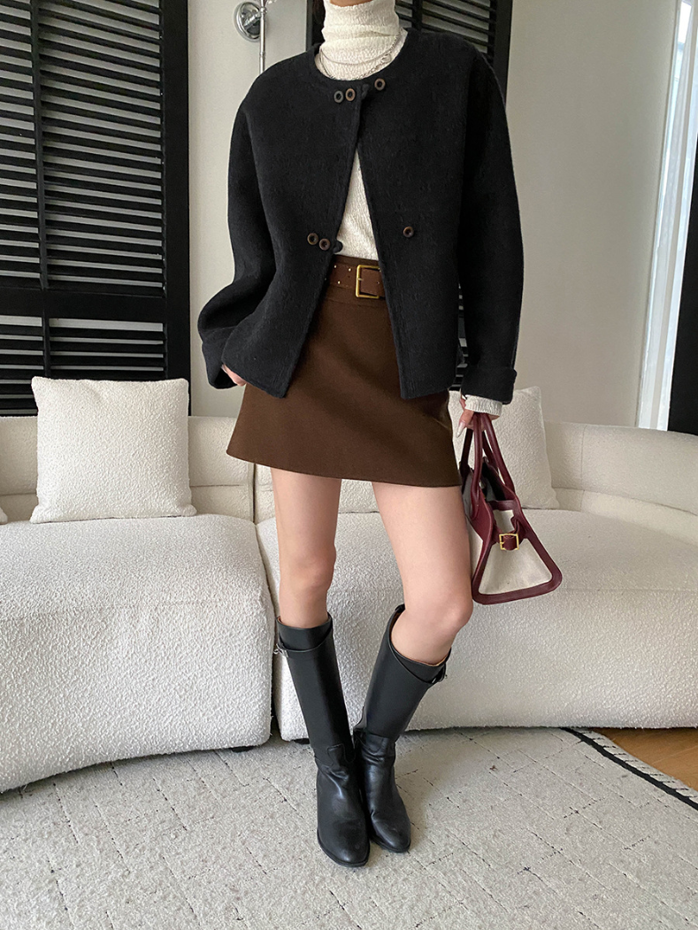 【11/28(金)PM12:00~販売START】ベルト付きウールライクミニスカート