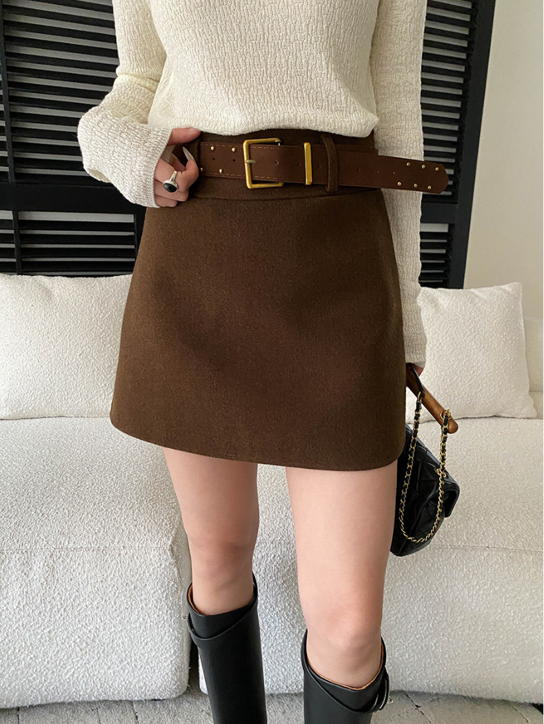 【11/28(金)PM12:00~販売START】ベルト付きウールライクミニスカート