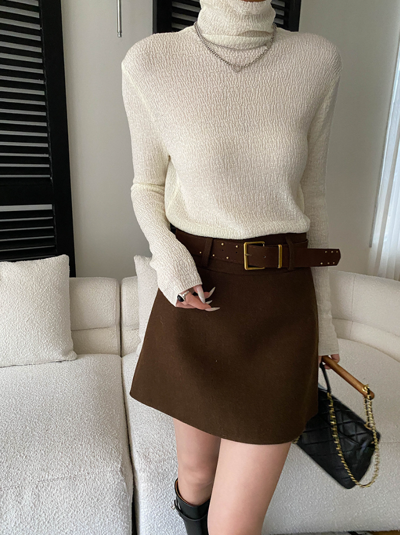 【11/28(金)PM12:00~販売START】ベルト付きウールライクミニスカート