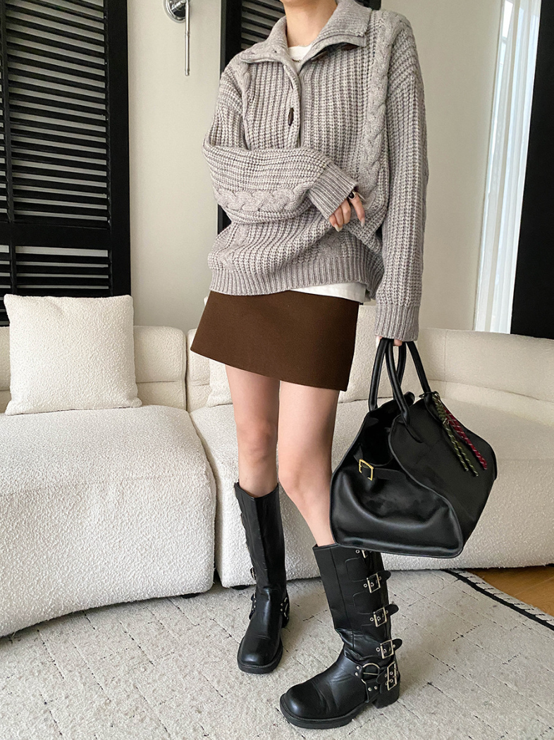 【11/28(金)PM12:00~販売START】ベルト付きウールライクミニスカート