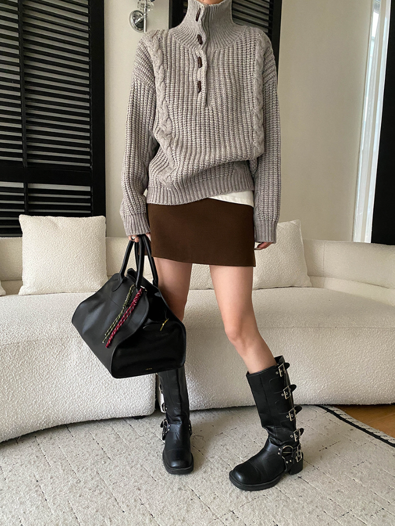 【11/28(金)PM12:00~販売START】ベルト付きウールライクミニスカート