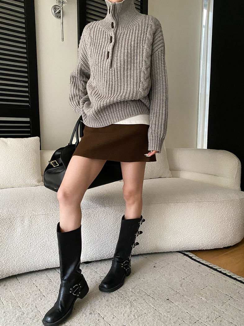 【11/28(金)PM12:00~販売START】ベルト付きウールライクミニスカート