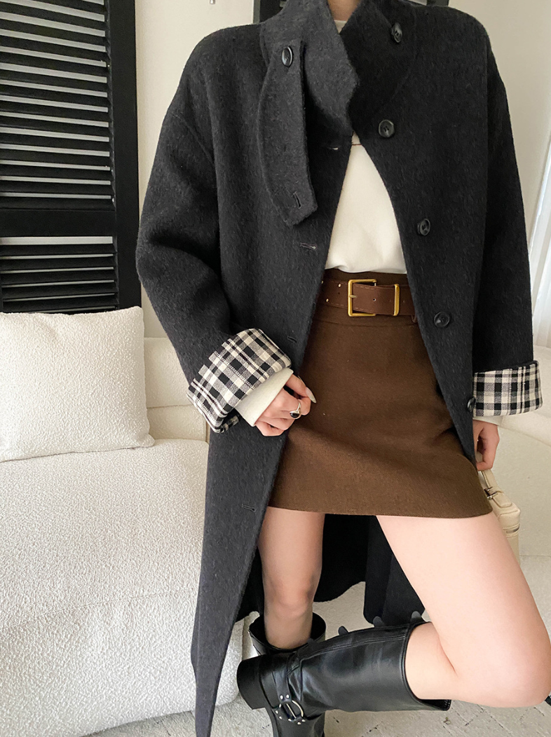 【11/28(金)PM12:00~販売START】ベルト付きウールライクミニスカート