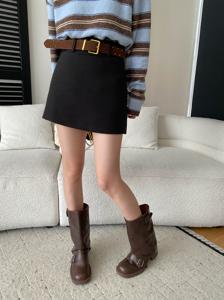 【11/28(金)PM12:00~販売START】ベルト付きウールライクミニスカート