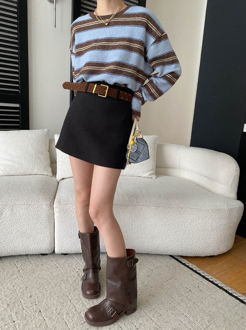 【11/28(金)PM12:00~販売START】ベルト付きウールライクミニスカート