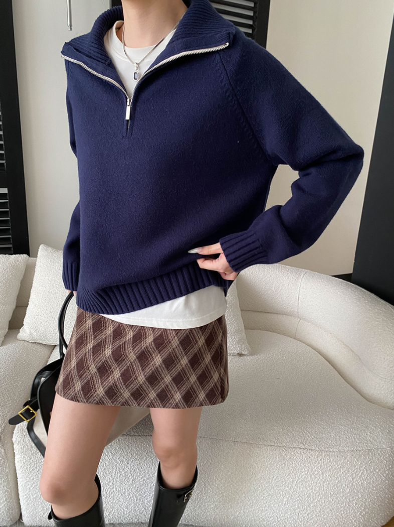 【11/28(金)PM12:00~販売START】ハーフジップハイネックニットプルオーバー