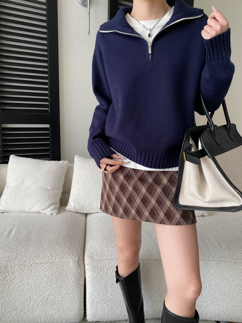 【11/28(金)PM12:00~販売START】ハーフジップハイネックニットプルオーバー