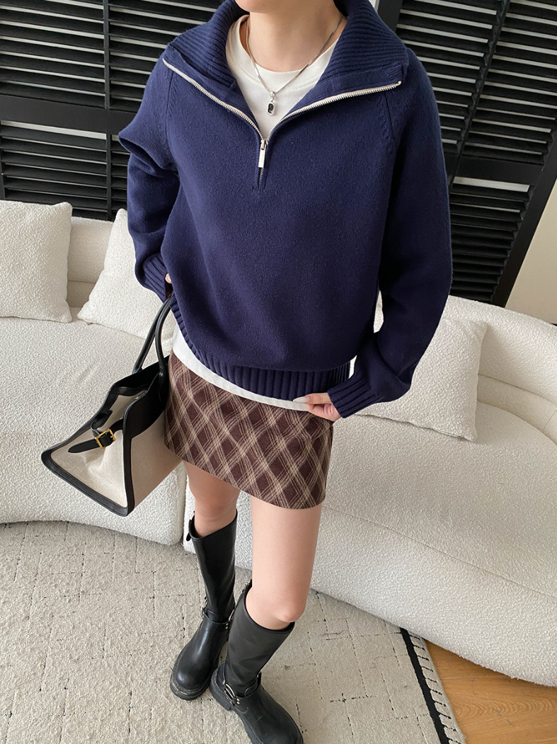 【11/28(金)PM12:00~販売START】ハーフジップハイネックニットプルオーバー