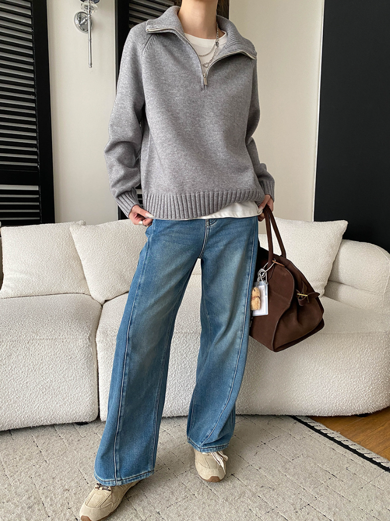 【11/28(金)PM12:00~販売START】ハーフジップハイネックニットプルオーバー