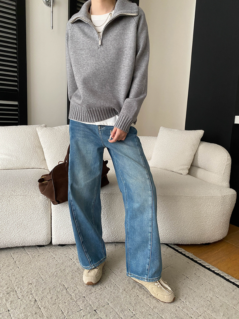 【11/28(金)PM12:00~販売START】ハーフジップハイネックニットプルオーバー