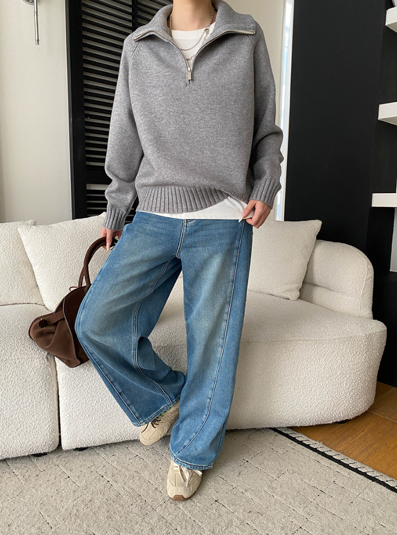 【11/28(金)PM12:00~販売START】ハーフジップハイネックニットプルオーバー