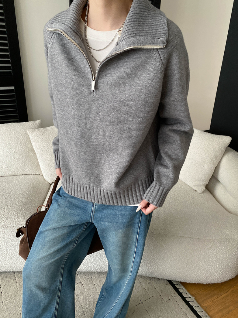 【11/28(金)PM12:00~販売START】ハーフジップハイネックニットプルオーバー