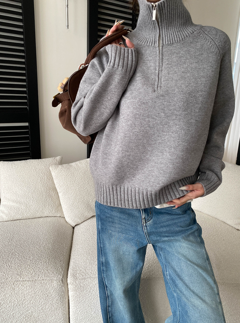 【11/28(金)PM12:00~販売START】ハーフジップハイネックニットプルオーバー