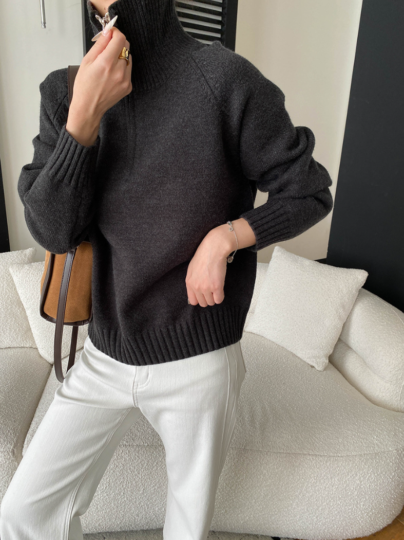 【11/28(金)PM12:00~販売START】ハーフジップハイネックニットプルオーバー