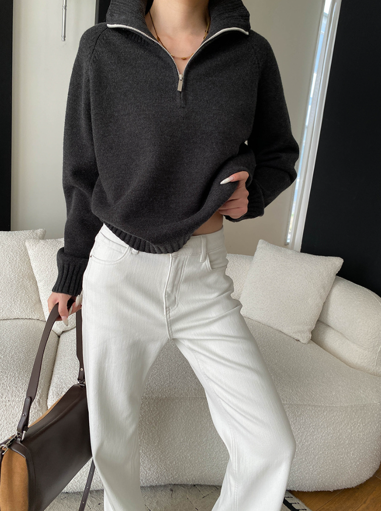 【11/28(金)PM12:00~販売START】ハーフジップハイネックニットプルオーバー