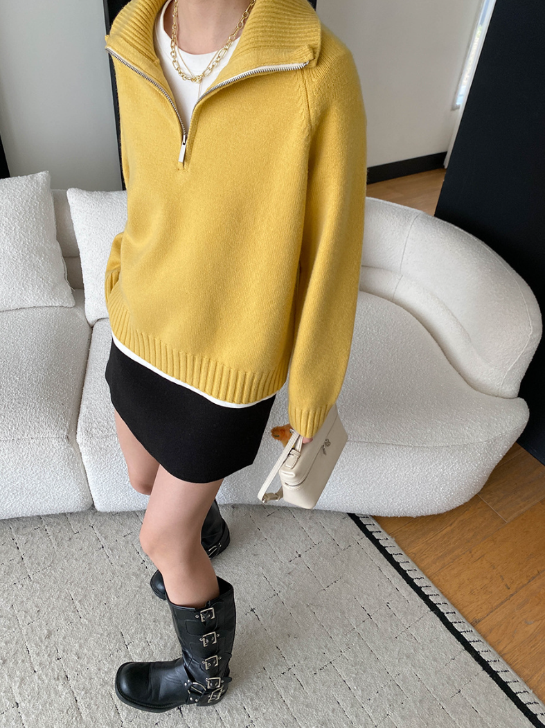 【11/28(金)PM12:00~販売START】ハーフジップハイネックニットプルオーバー