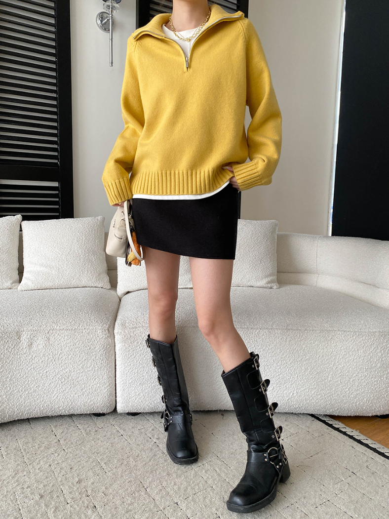 【11/28(金)PM12:00~販売START】ハーフジップハイネックニットプルオーバー