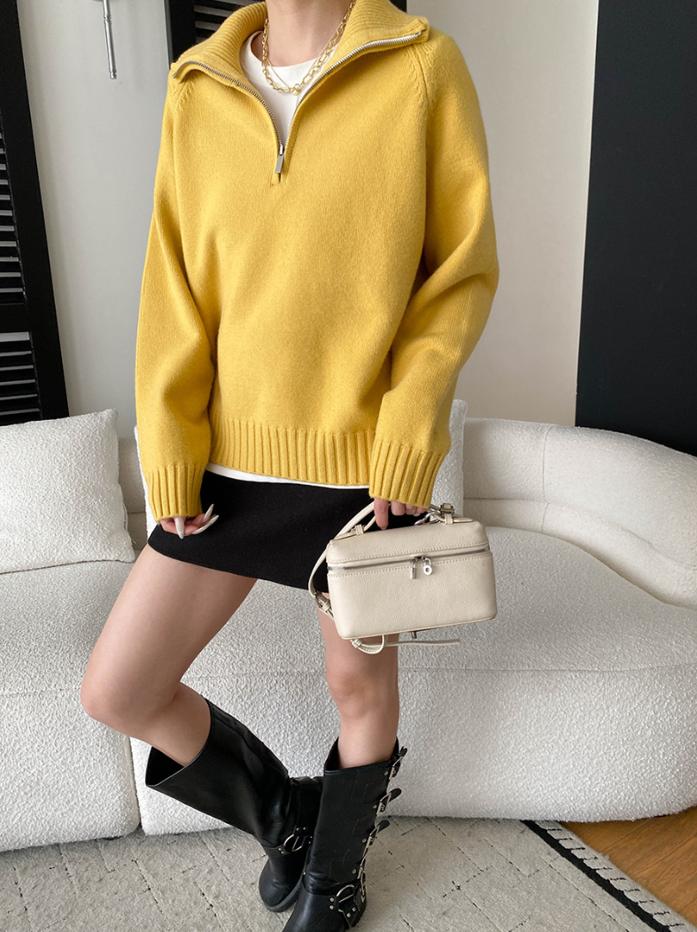 【11/28(金)PM12:00~販売START】ハーフジップハイネックニットプルオーバー