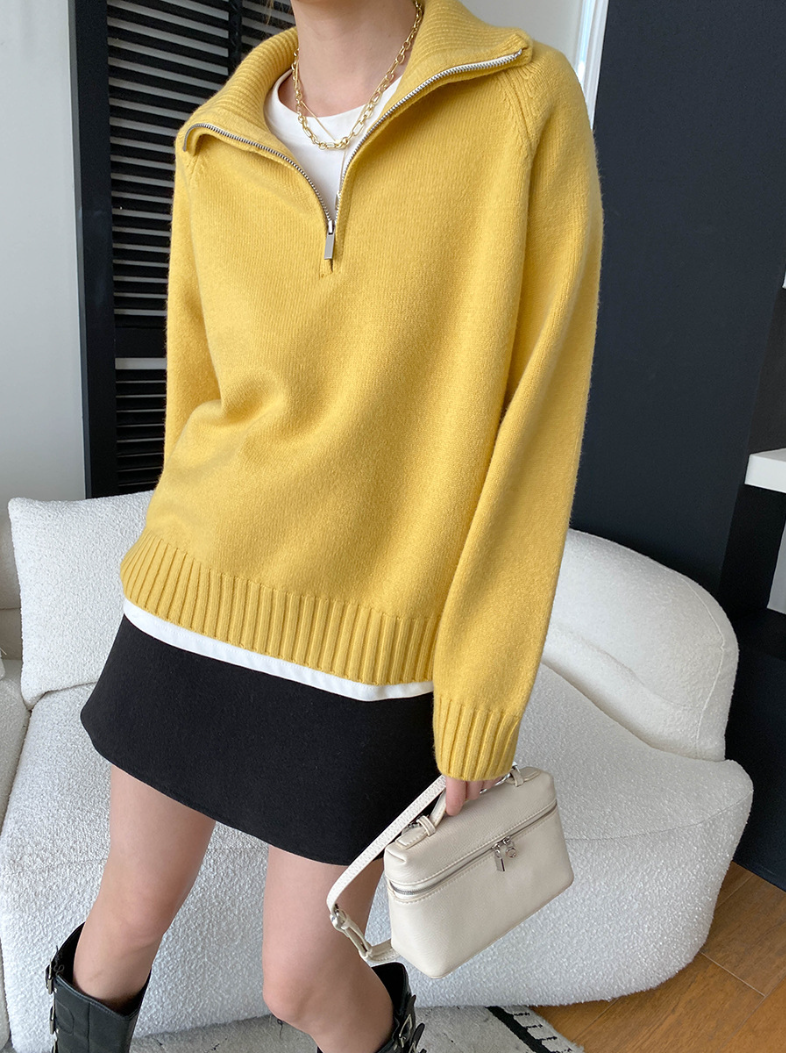 【11/28(金)PM12:00~販売START】ハーフジップハイネックニットプルオーバー