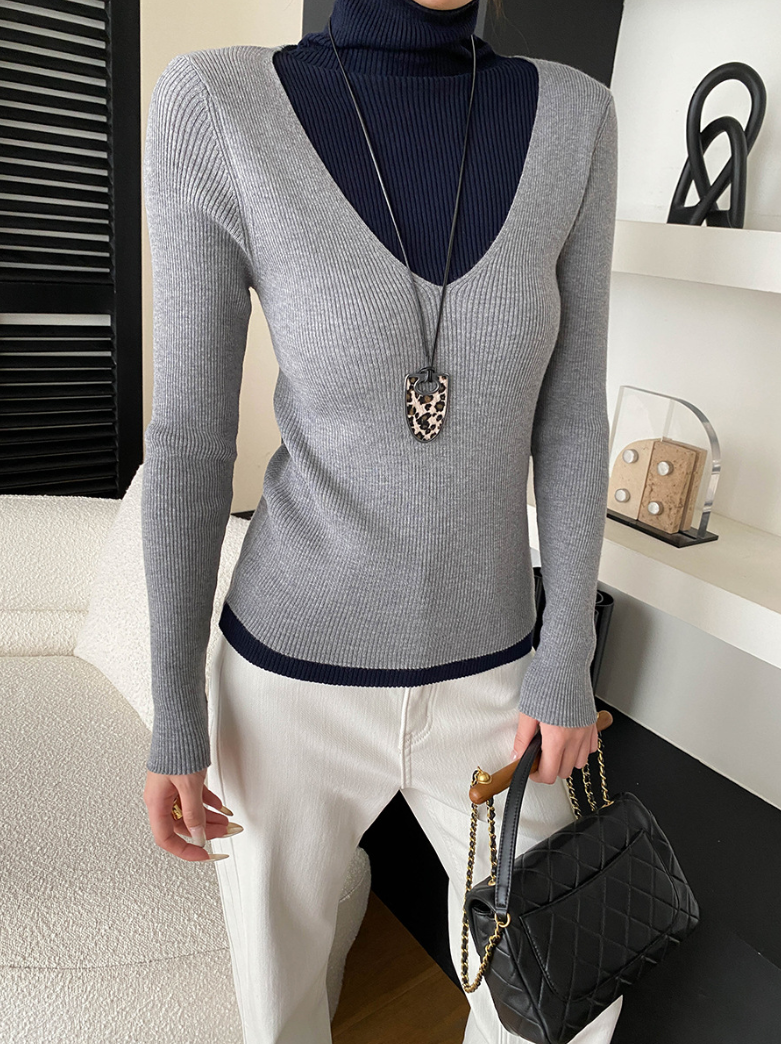 【11/28(金)PM12:00~販売START】ディープVレイヤードリブニットトップス