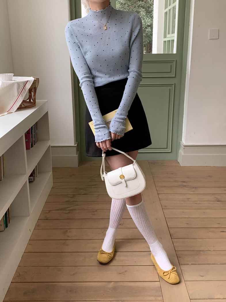 【11/28(金)PM12:00~販売START】ドットリブスリムフィットメロウトップス