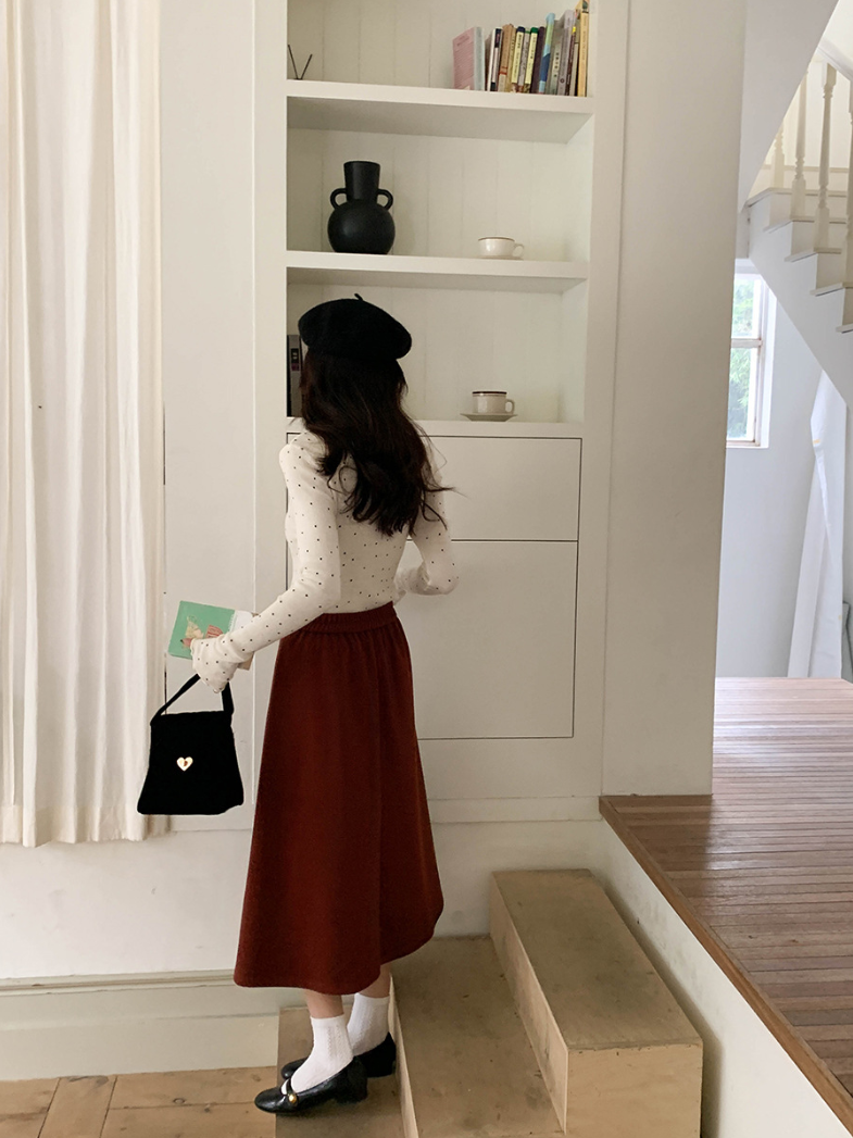 【11/28(金)PM12:00~販売START】ドットリブスリムフィットメロウトップス