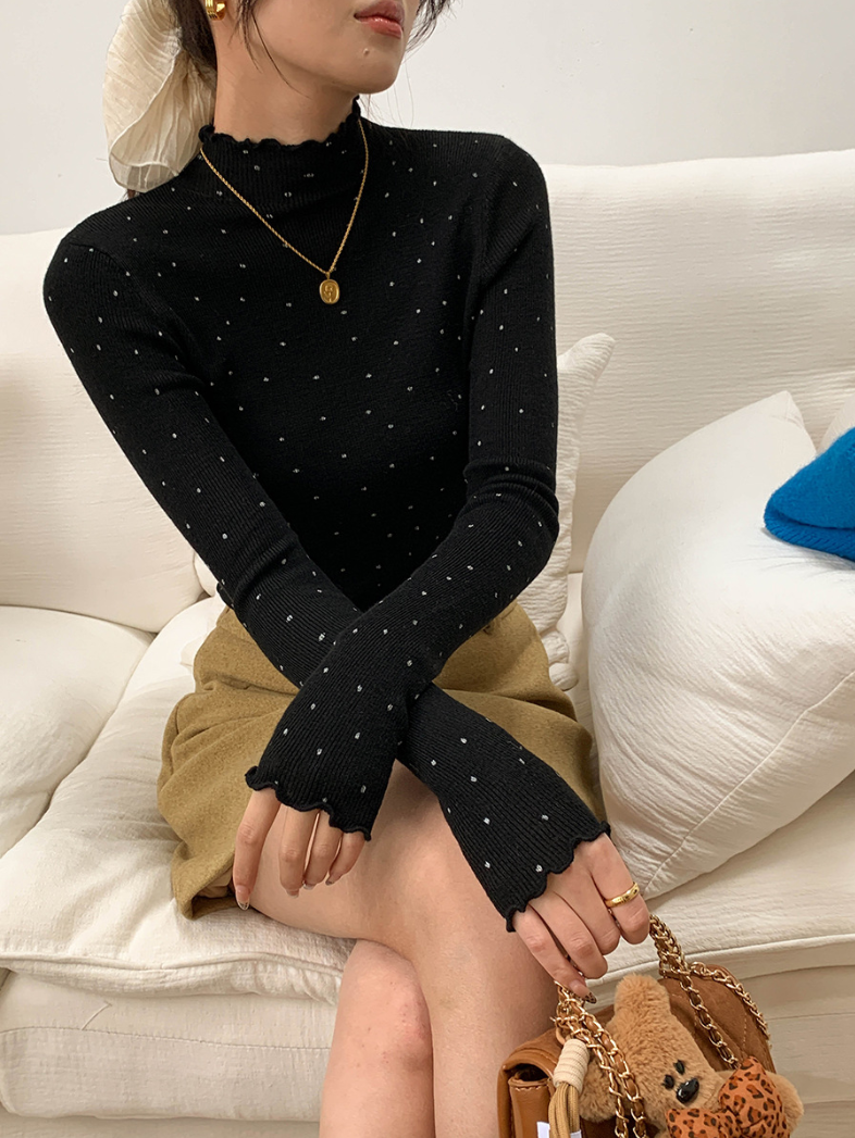 【11/28(金)PM12:00~販売START】ドットリブスリムフィットメロウトップス