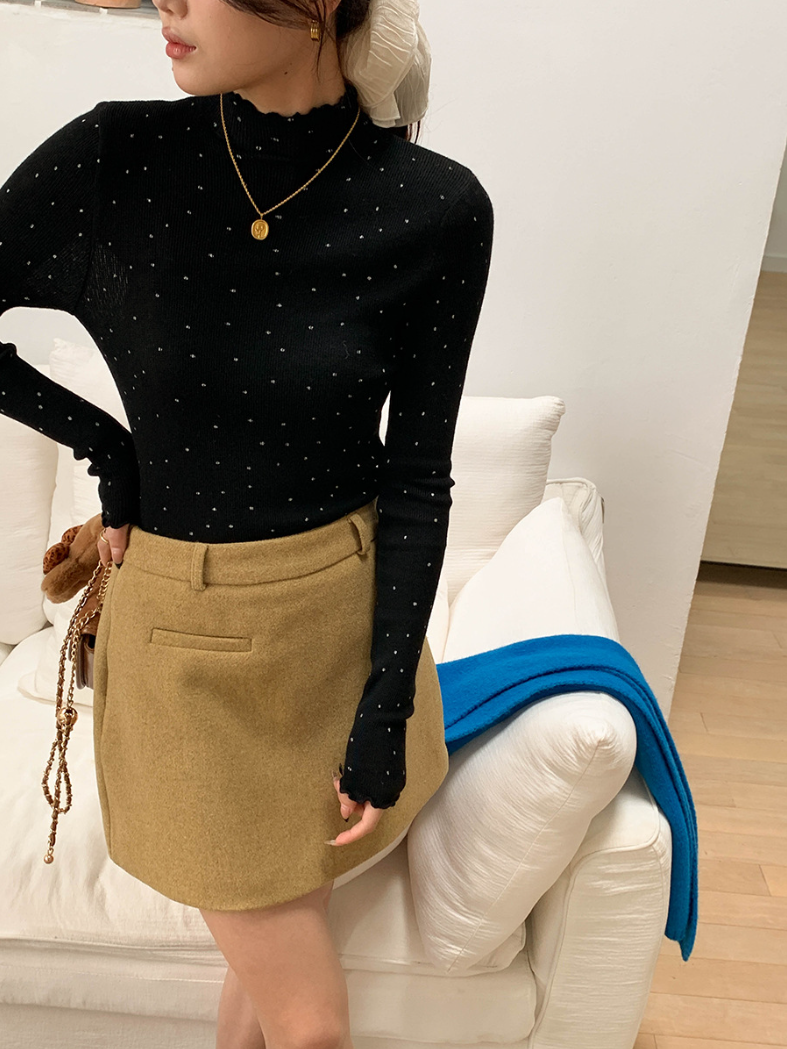 【11/28(金)PM12:00~販売START】ドットリブスリムフィットメロウトップス