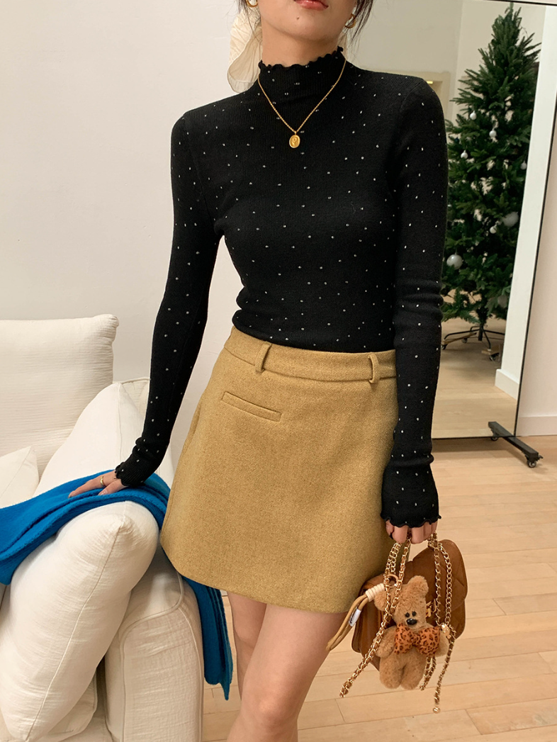 【11/28(金)PM12:00~販売START】ドットリブスリムフィットメロウトップス